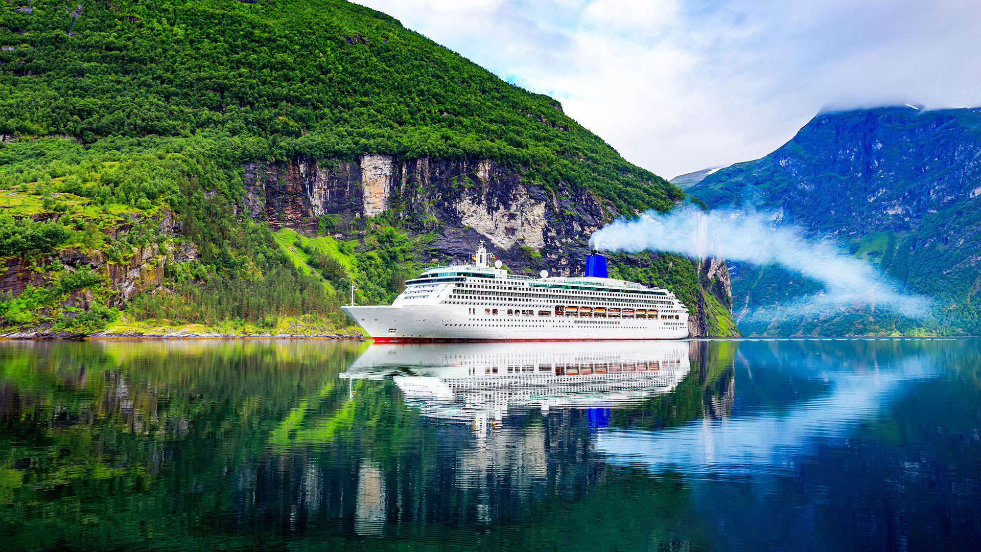 Geiranger Fjord With Cruiseshipclose